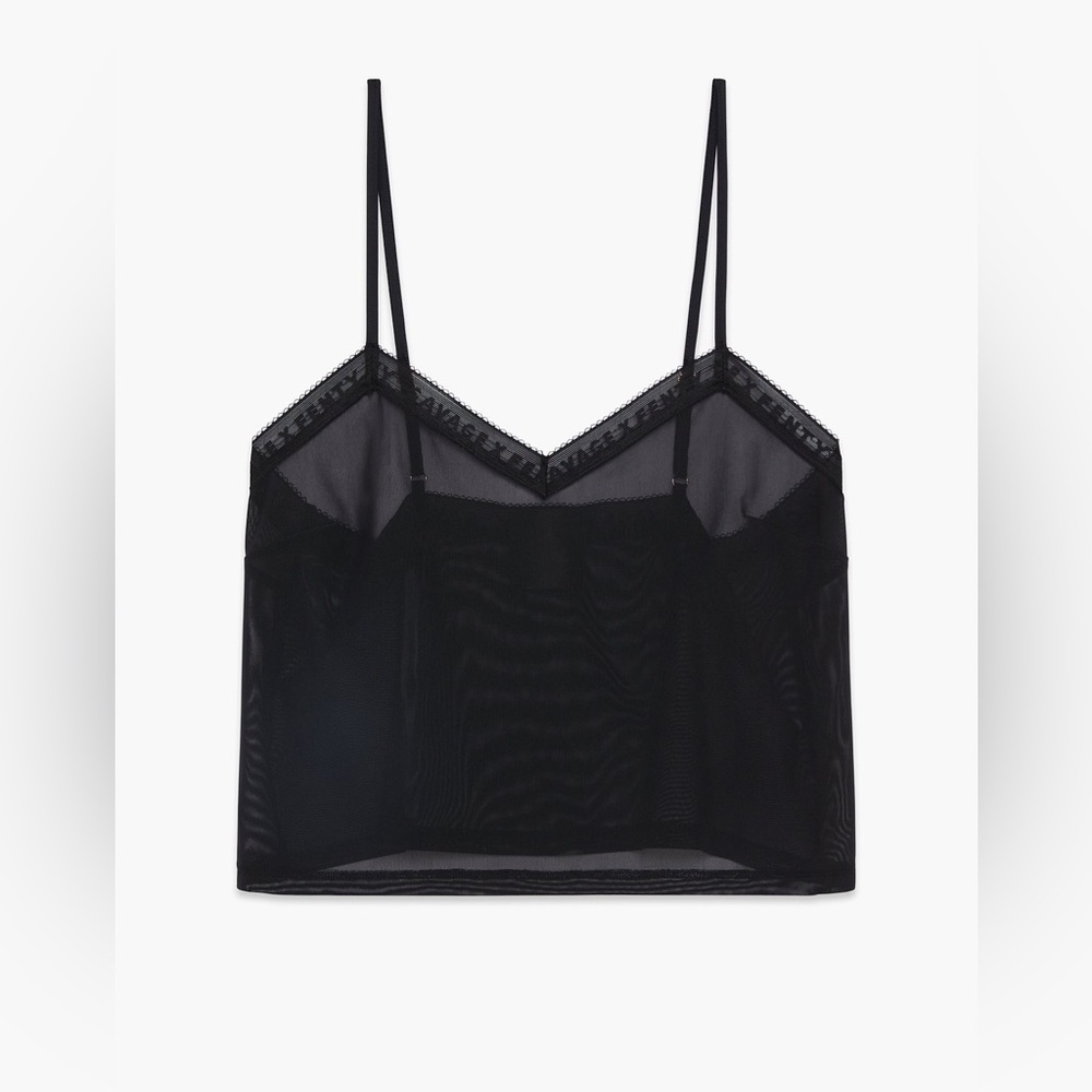 Savage X Fenty Logo Trim Black Mesh Camisole